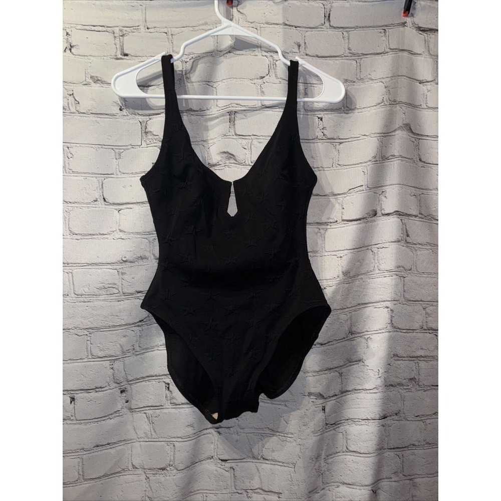 La Blanca Swimsuit Womens Size 10 Black Vintage One Piece Plunging Neckline Swim